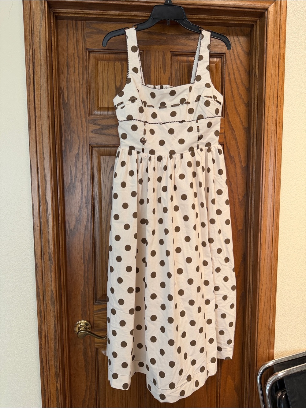 Jacquie the Label Cream Dress with Brown Polka Dots
